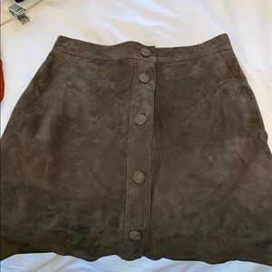 Suede button up skirt